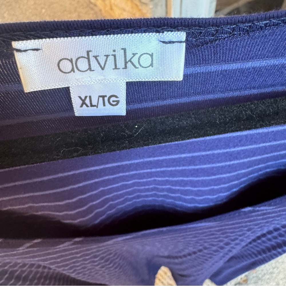 Long Sleeve Tencel Swing Top from advika in Blue-Stripped-XLG - Picture 2 of 2